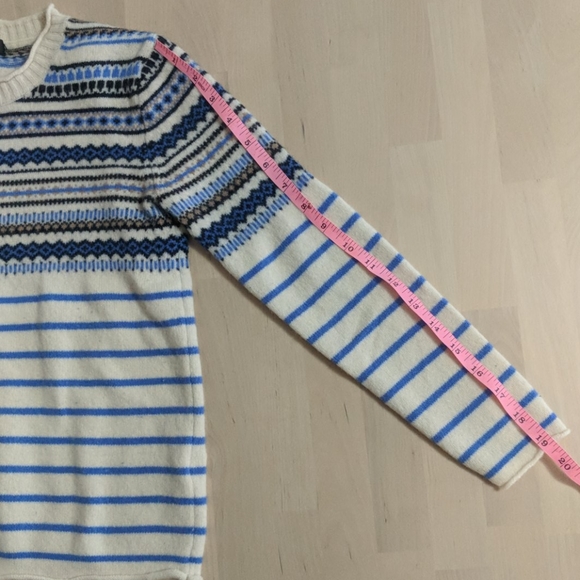 J Crew | Blue Wool Striped Fair Isle Sweater - Picture 6 of 12